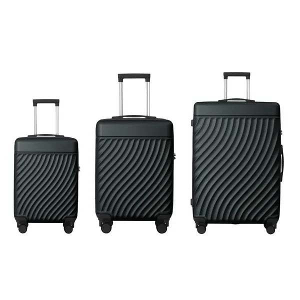 3pcs ABS Hardshell Luggage Set with Spinner Wheels TSA Lock (20''/24''/28'') Dark Green