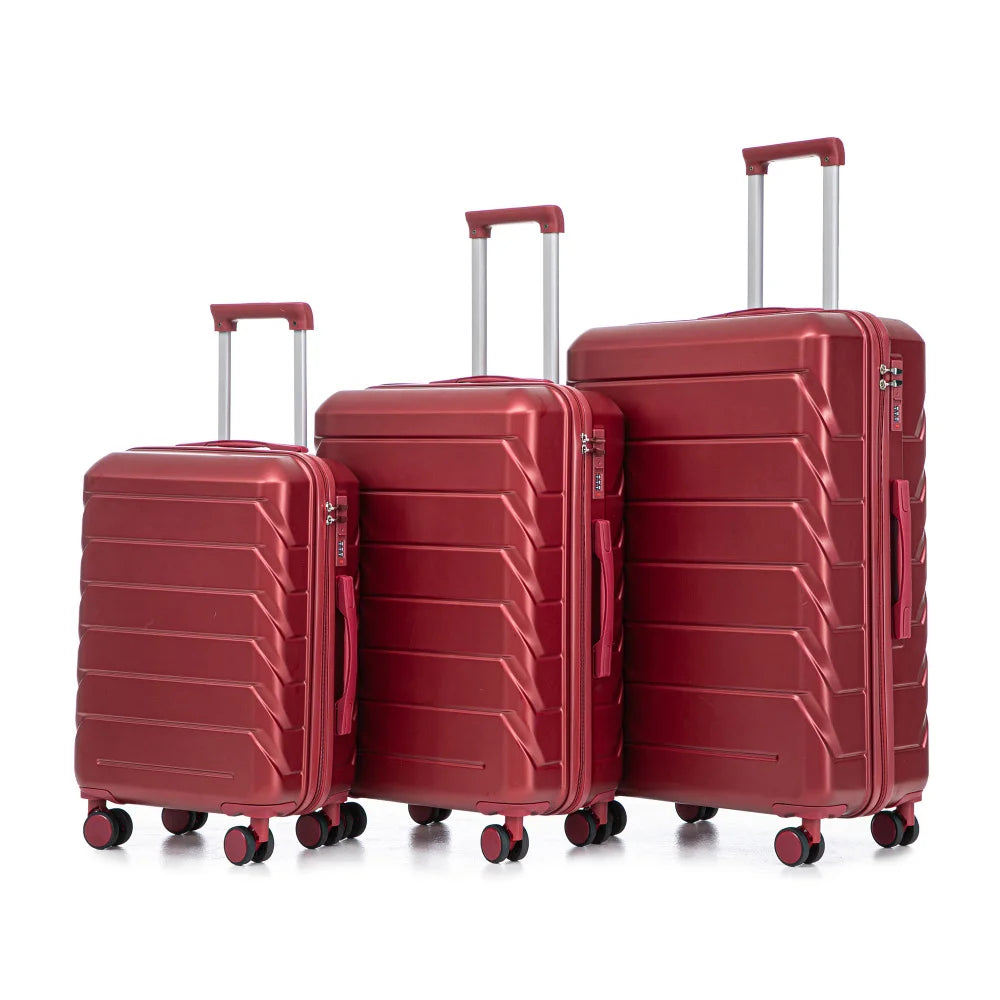 3 Piece Travel Luggage Set 20/24/28 Inch Spinner Wheels with Combination Lock Lightweight Hard Shell Suitcase