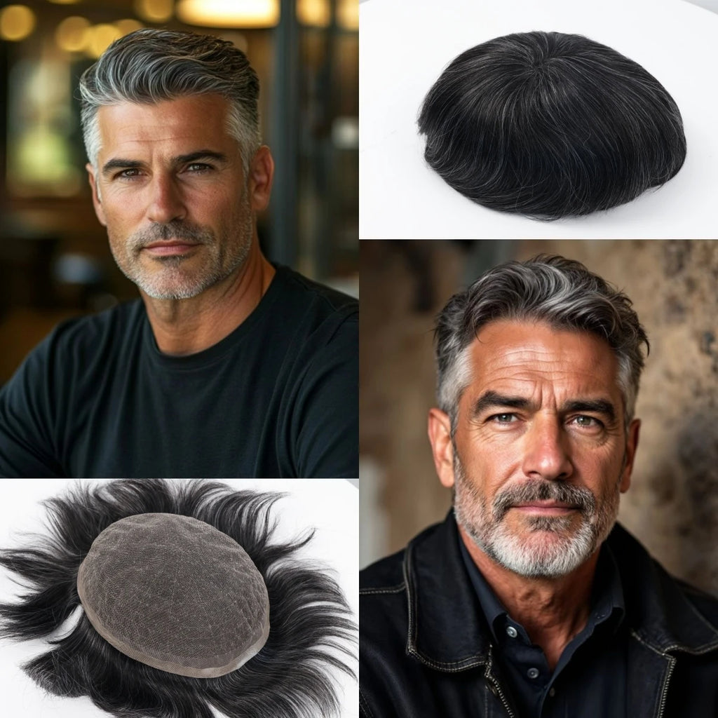 Men's Toupee #1B30 Full Lace 8x10 Hairpiece All Skin Human Hair Replacement System Wig Thin Skin Invisible Ultra Swiss Lace