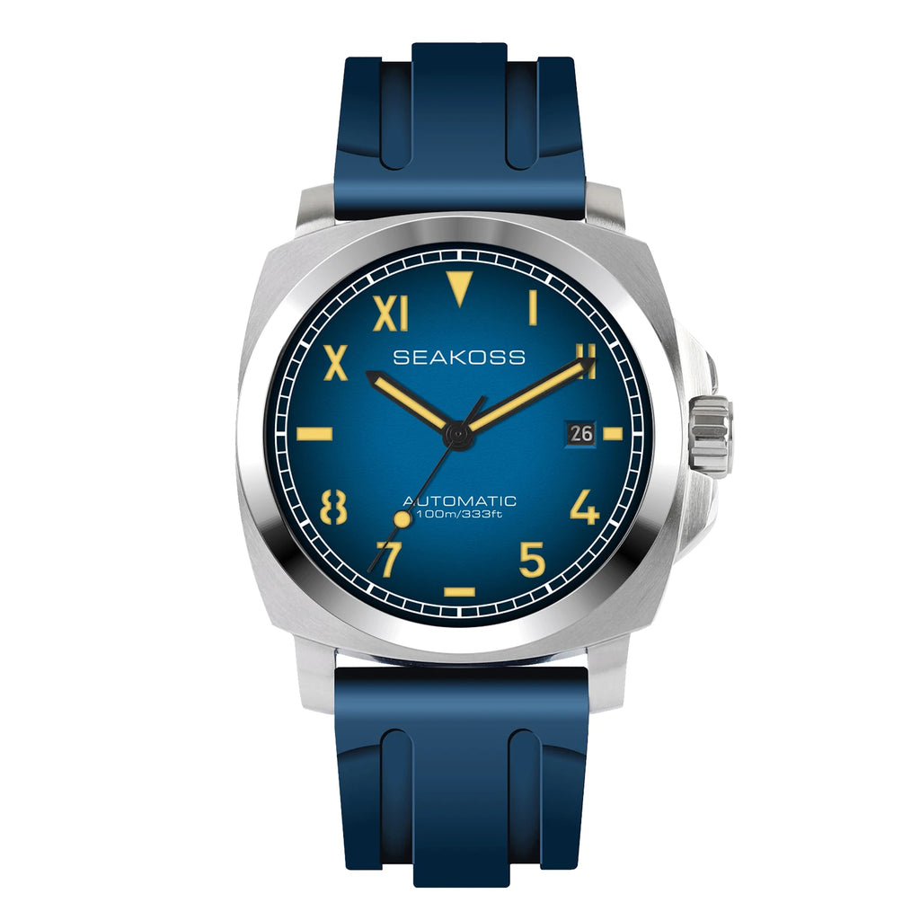 SEAKOSS 10ATM Men's Diving Watch Seagull ST1612 Movement Automatic  Watches for Men Luminous Calendar Sapphire Stainless Steel