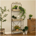 68-Inch Tall 3-Tier Metal Garden Planter Stand - Indoor/Outdoor Storage Rack for Plants and Decor
