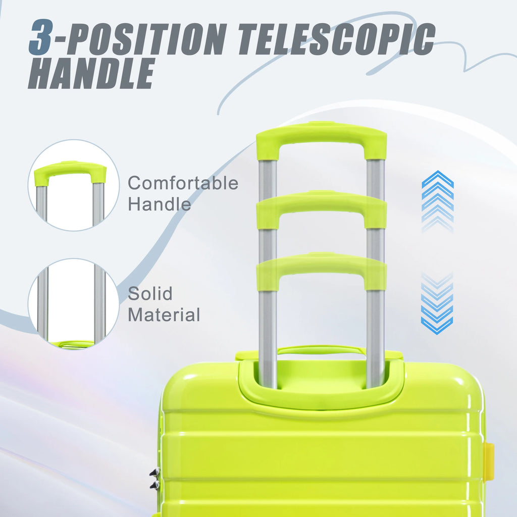 3-Piece Waterproof PC Spinner Luggage Set – 20/24/28" Carry-On Suitcase with Combination Lock Gradient Design Yellow+Green