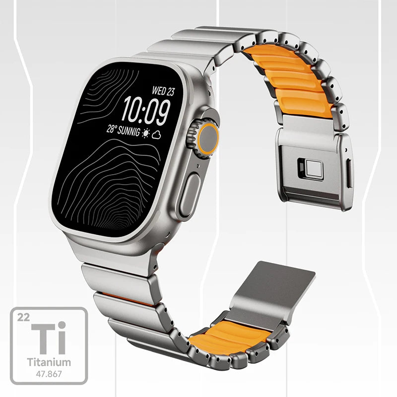 Titanium Metal Band For Apple Watch Ultra 3 11 10 9 8 7 SE  Silicone Magnetic Bracelet Strap iWatch 42mm 44 45mm 46mm 49mm  2028