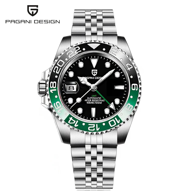 luxury New PAGANI DESIGN GMT Automatic Watch 40mm Men Wristwatch Top Brand 100M Waterproof Mechanical Wristwatches for Men Clock