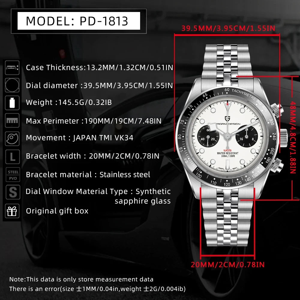 2026 New PAGANI DESIGN Retro Panda Mens Watches Luxury Quartz Watch For Men Chronograph AR Sapphire Waterproof Sports Clock Gift