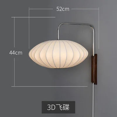 Modern Nelson Ball Wall Sconce Modern Japanese Wall Lamp for Living Room Bedroom Home Bedside Office Hotel Silk Cloth Lamps