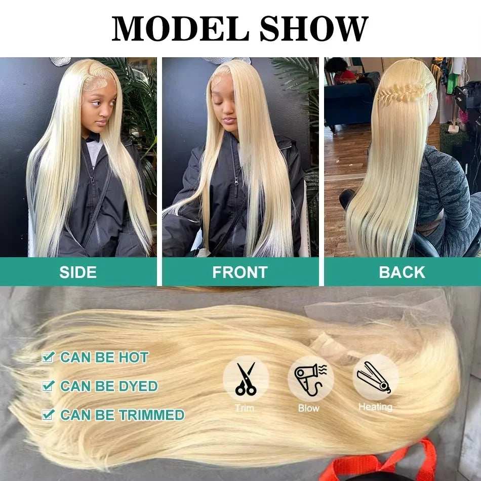 40 50 Inch Blonde 613 Hd Lace Frontal Wig 13x6 Straight Human Hair Wigs Brazilian Colored Lace Front 100% Human Hair For Women