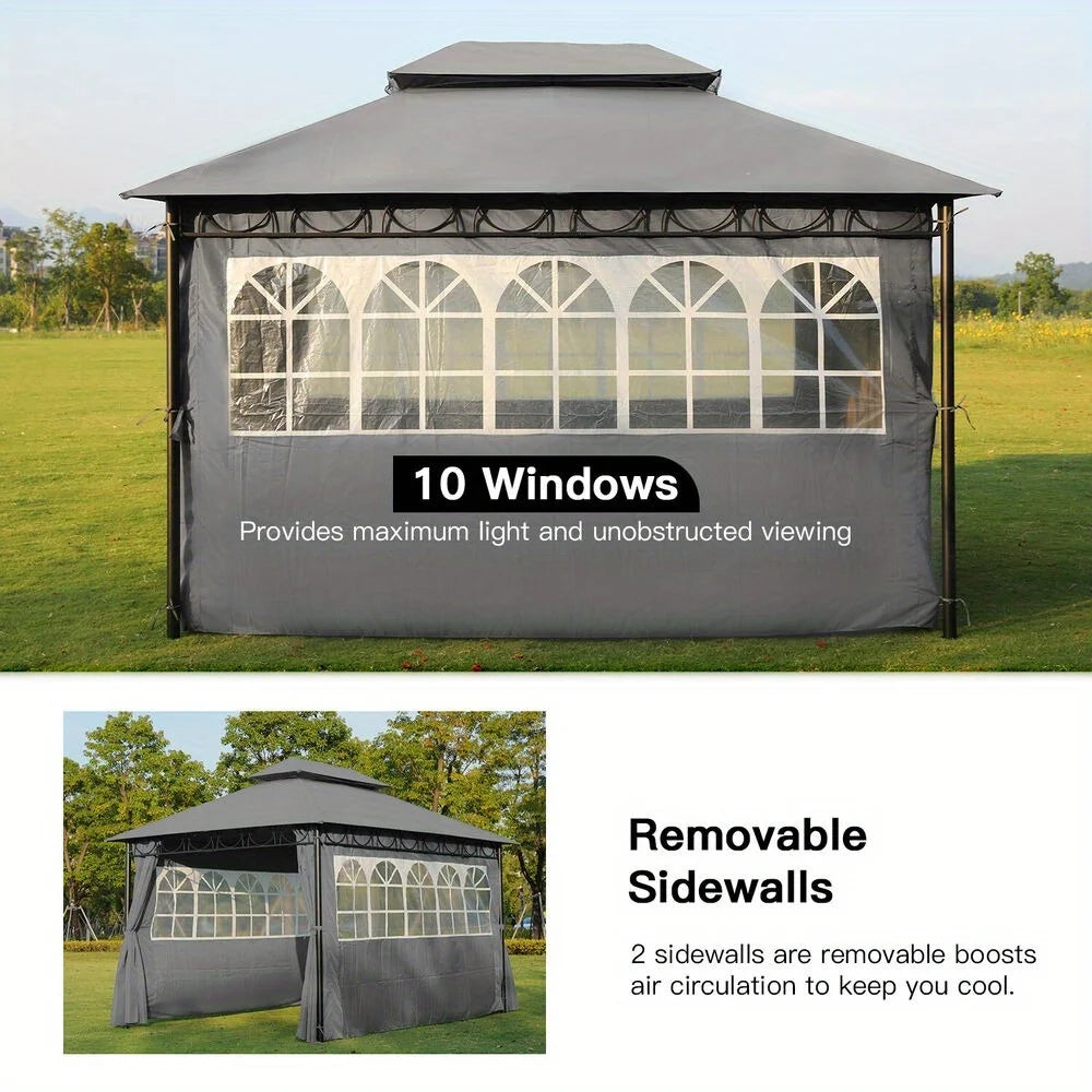 10'x13' outdoor pavilion waterproof canopy 2 side wall canopy