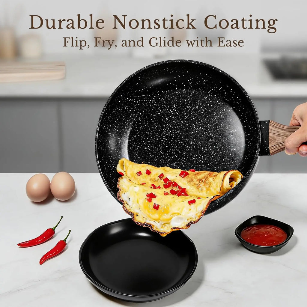 25-Piece Nonstick Ceramic Cookware Set, Healthy & Induction Compatible, PFAS-Free, Classic Black