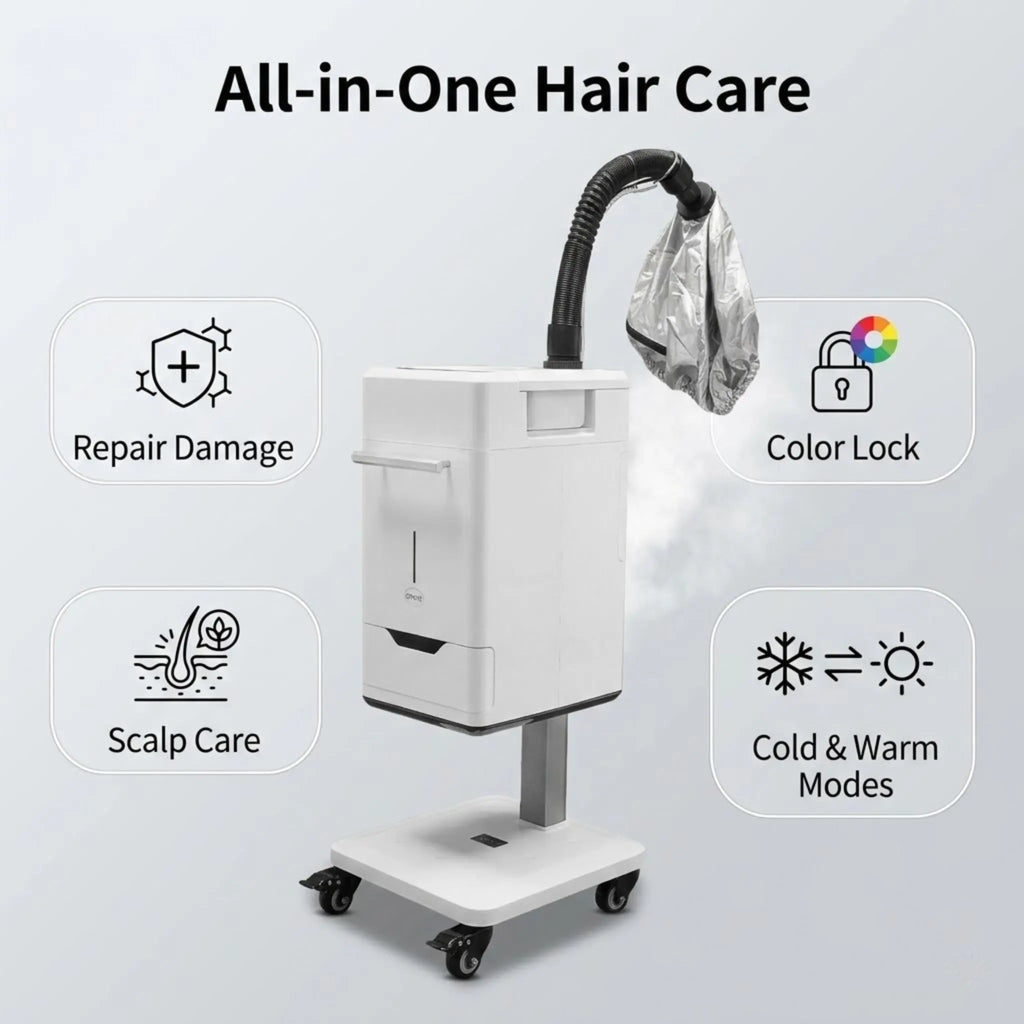 Nano Hair Steamer Machine Home Beauty Salon Floor Stand Micro Mist Damaged Hair Repair Perming Scalp Care Smart Control