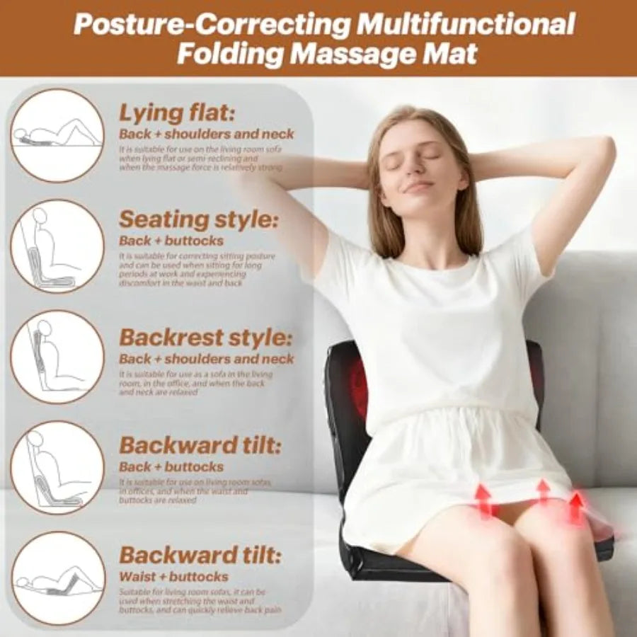 Multi functional Shiatsu neck and back massager chair with heat for pain relief deep tissue massage pad indoor outdoor use home