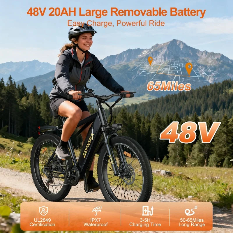 Electric Bicycle 14 26 Inch 1000w 30-60miles 48v 10ah 15ah 17.5ah,adjustable Brake Seat Full Suspension Electric Mountain Bike