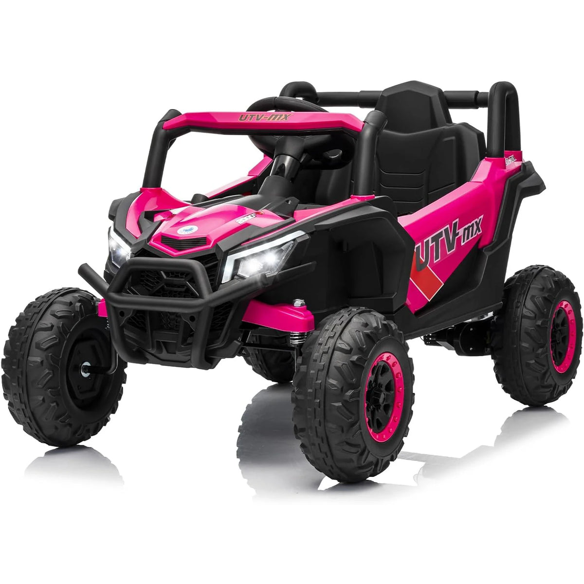 Bluetooth Music LED Lights Kids Ride On Car UTV Truck with Remote Control 4WD/2WD Switchable Electric Vehicle with Safety Belt