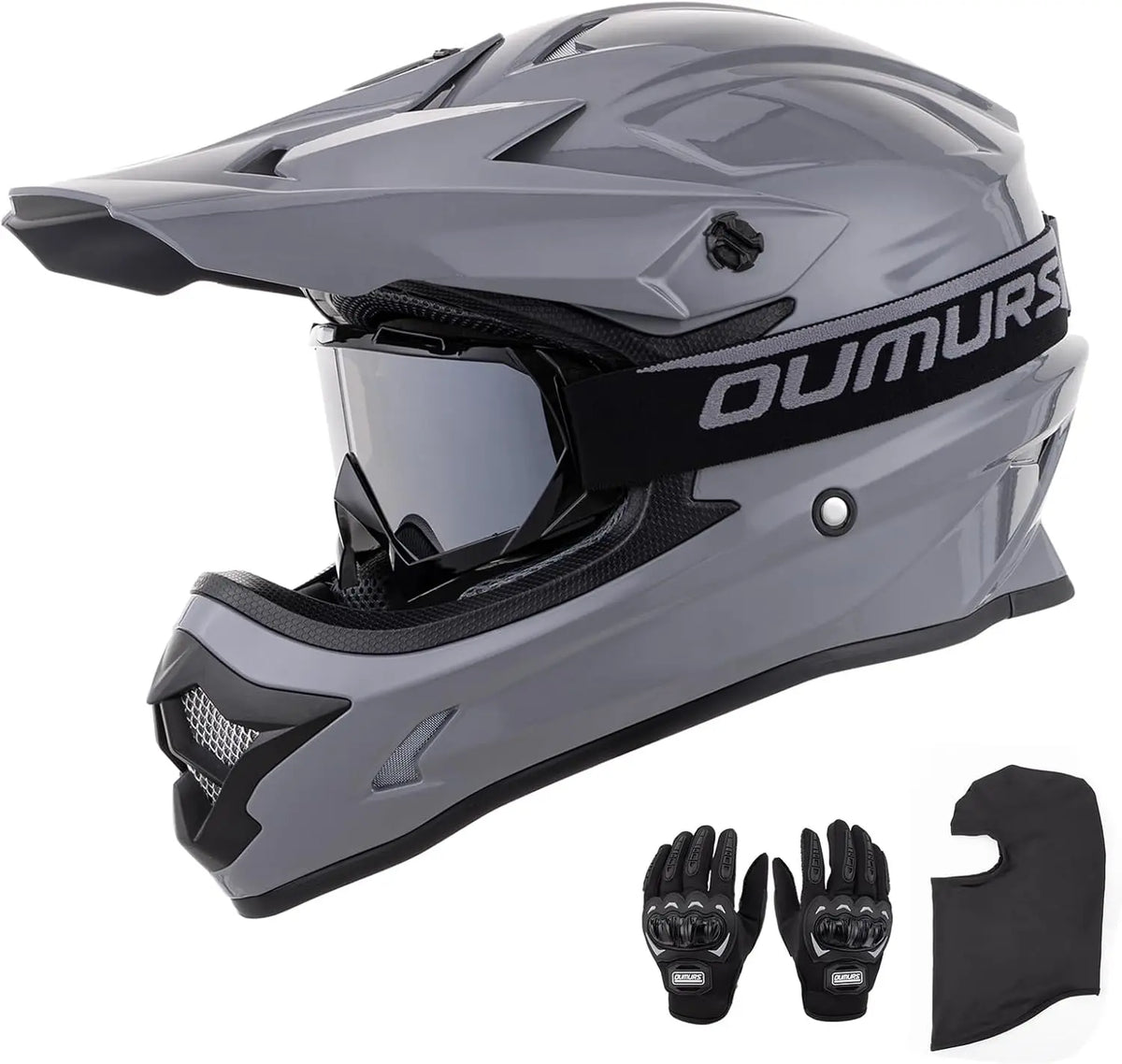 Adult ATV Dirt Bike Helmet with Goggles Gloves Mask Adjustable Sun Visor Motorcycle Adult Helmet Off-Road Motocross Downhill Mop
