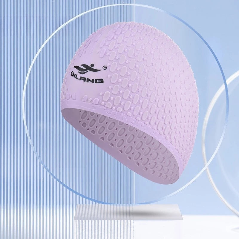 Silicone swimming cap Waterproof water drop-shaped granular head cap Adult men's and women's ear protection swimming cap