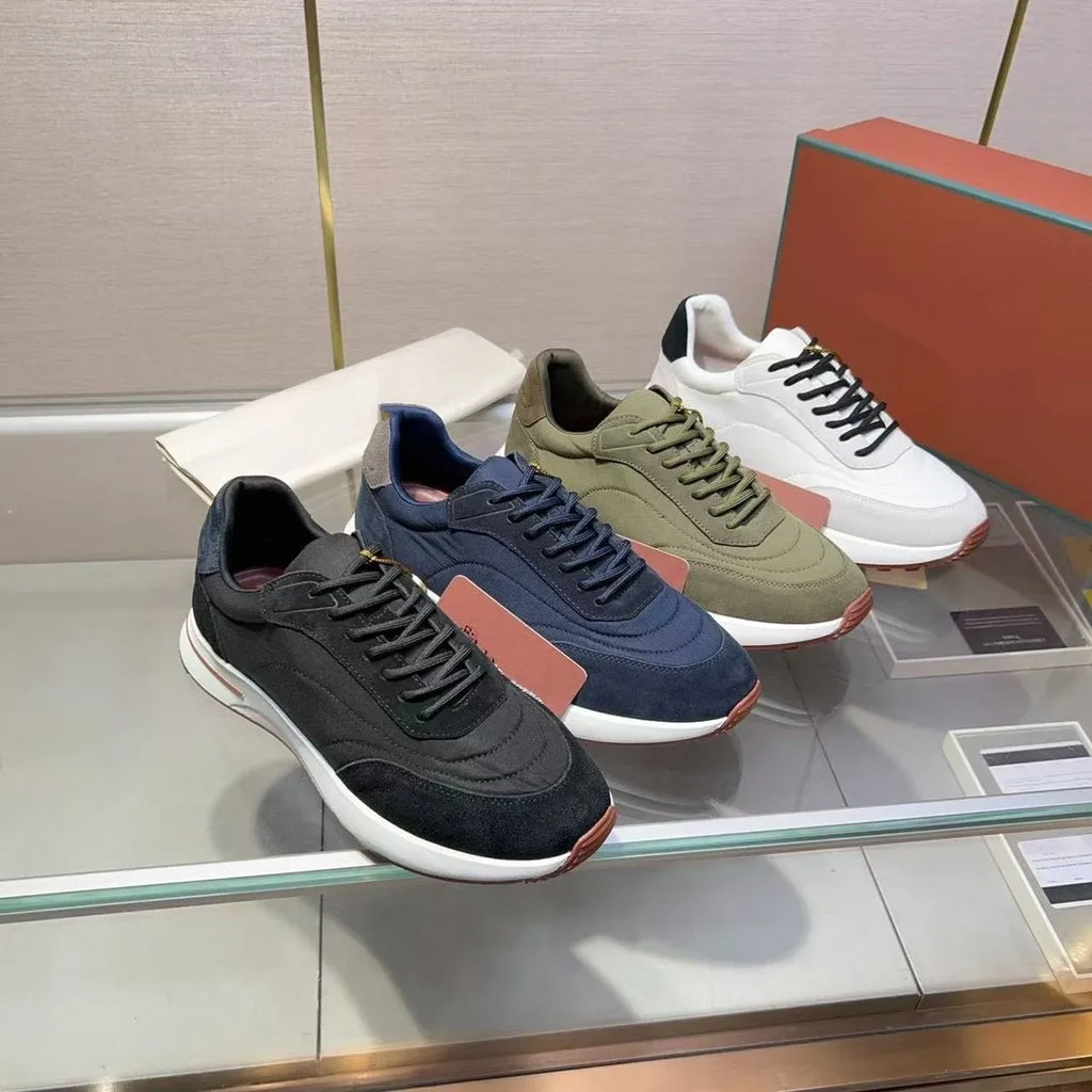 New Luxury Genuine Leather Men's Casual Sneakers Fashionable Lace-up Stylish High Version Shoes