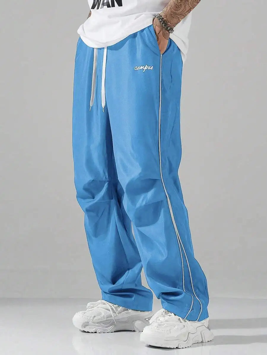 Men's Loose Fit Streetwear Joggers with Side Stripe, Lightweight Fall Pants