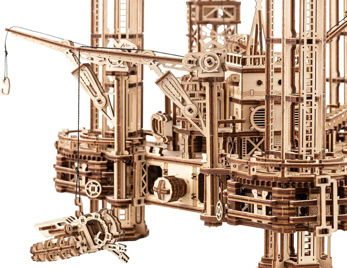 Interactive Movable Offshore Rig Platform Wooden 3D Puzzles for Adults - DIY Engineering Model Kits