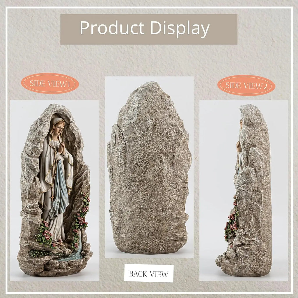 Our Lady of Lourdes Statue - 18 Inch Virgin Mary Sculpture for Catholic Garden, Home Yard Patio Lawn Hallway Decor