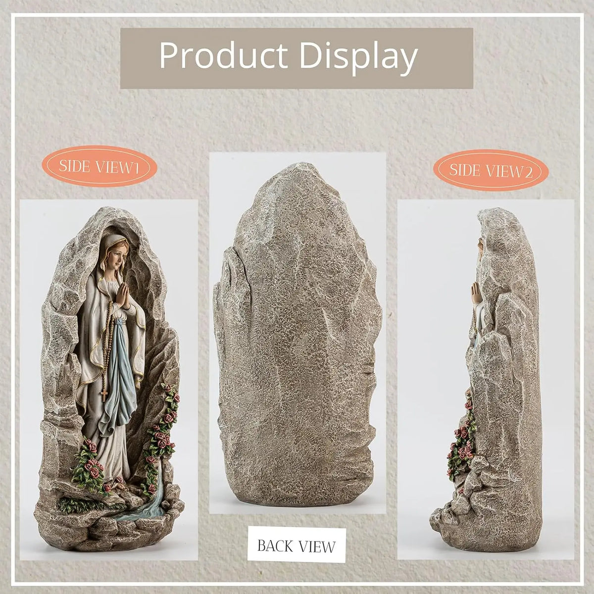 Our Lady of Lourdes Statue - 18 Inch Virgin Mary Sculpture for Catholic Garden, Home Yard Patio Lawn Hallway Decor