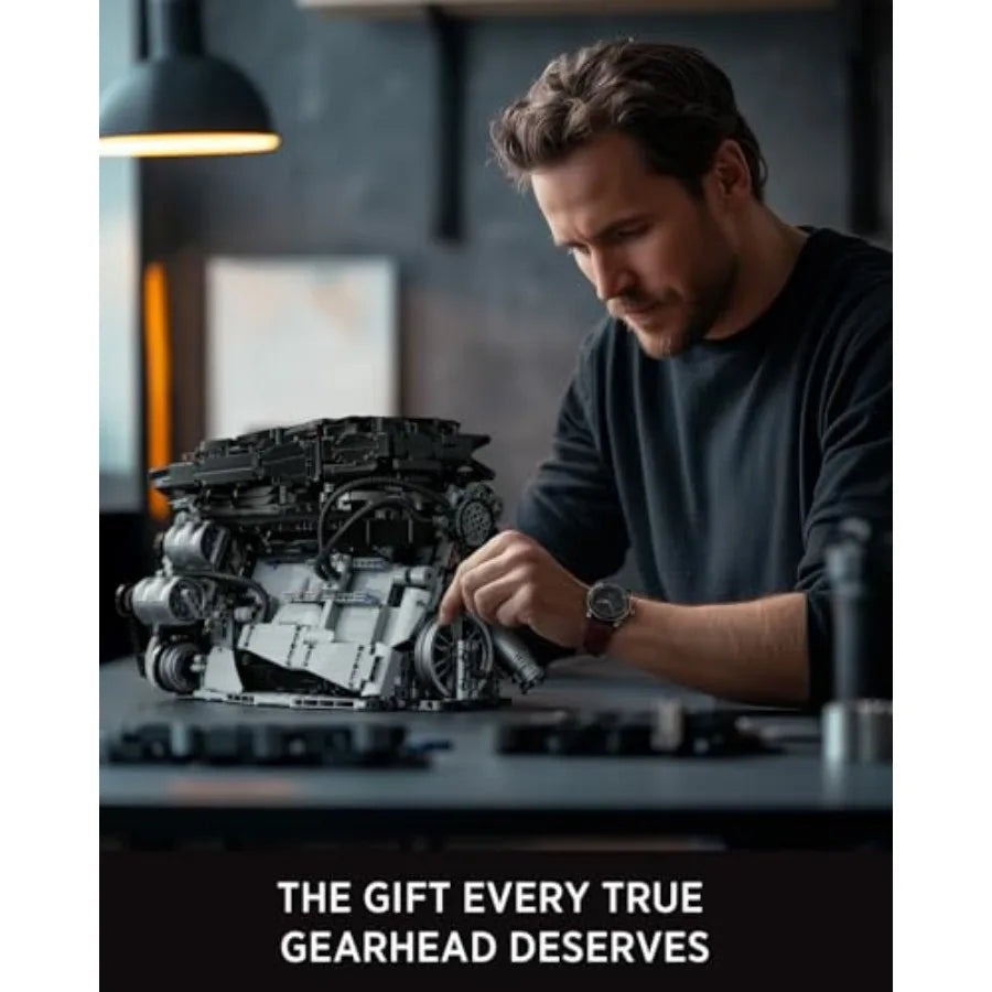 Engine Building Set, Advanced Collector’s Engine Model Toy, Physical Science Educational Toy for Adults, Home or Office Display