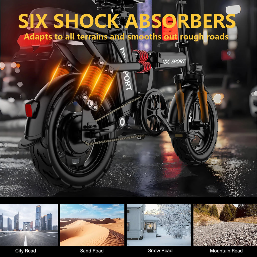 Folding Electric Bike, Electric Bicycle with 48V 14AH Removable Battery, Folding Electric Bike for Adults Teens,14'' Ebike Urban