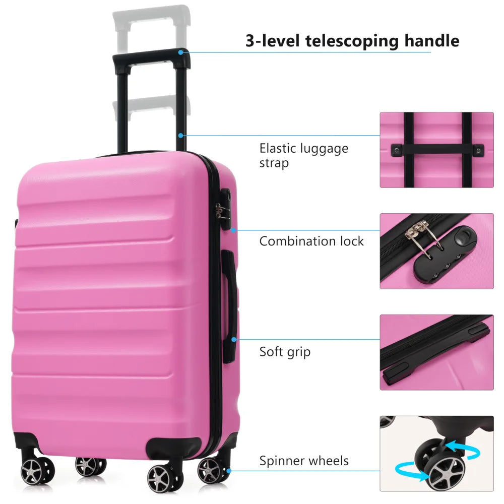 Hardshell Luggage Set Lightweight & Durable Suitcases with Dual Spinner Wheels, Carry-On & Check-In Sizes for Travel & Business