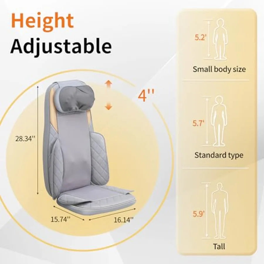 Shiatsu Neck and Back Massager with Heat for Pain Relief Deep Tissue Back Massager for Chair Adjustable Neck Massage with 20 Kn