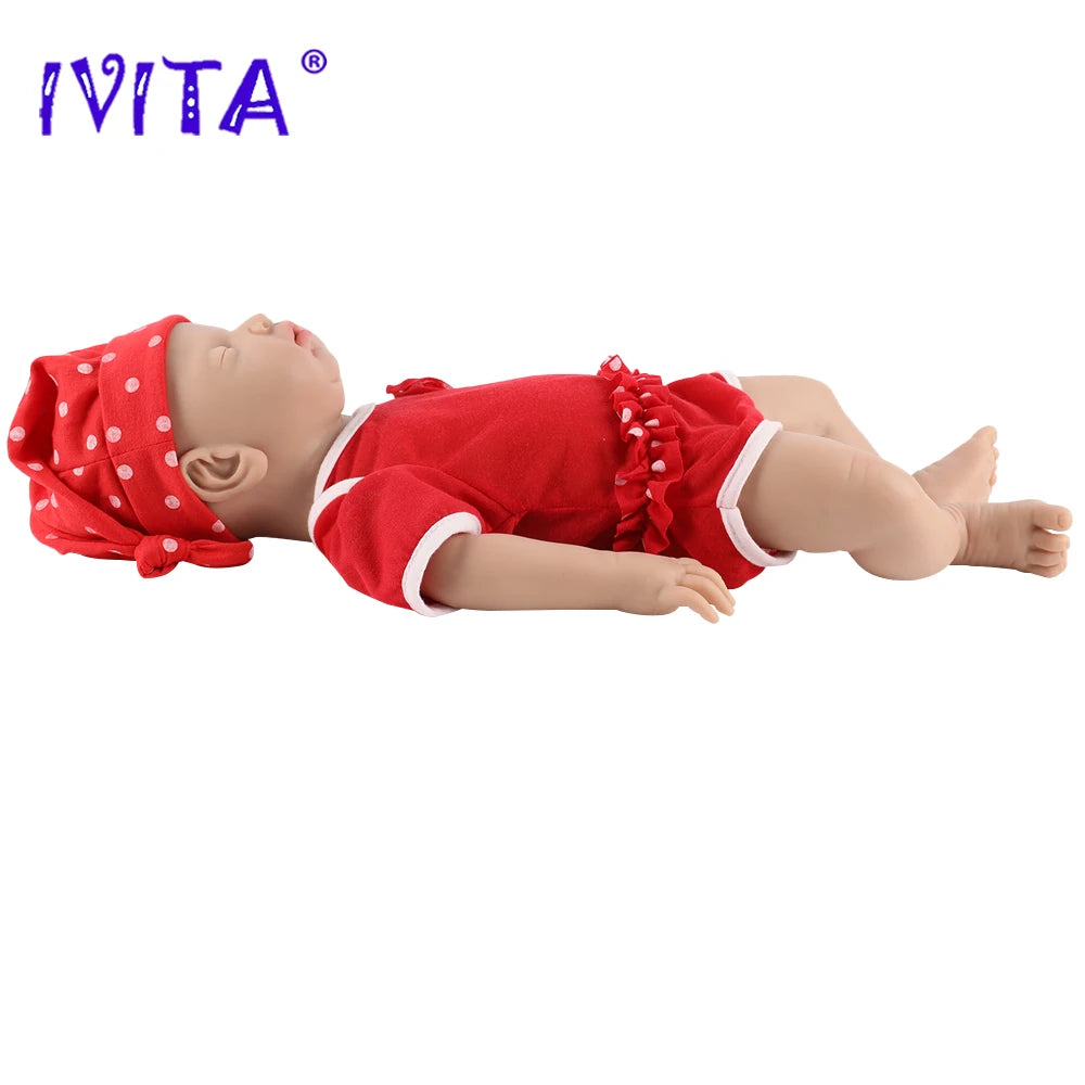 IVITA WG1514 18inch 2980g 100% Silicone Reborn Baby Doll Realistic Newborn Girl Toy for Children's Fashion Lifelike Dolls