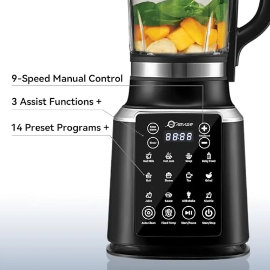 Glass Blenders for Kitchen with Tamper Blender for Smoothies Professional Blenders 1500W Motor 9 Adjustable Speeds 14 Preset Pr