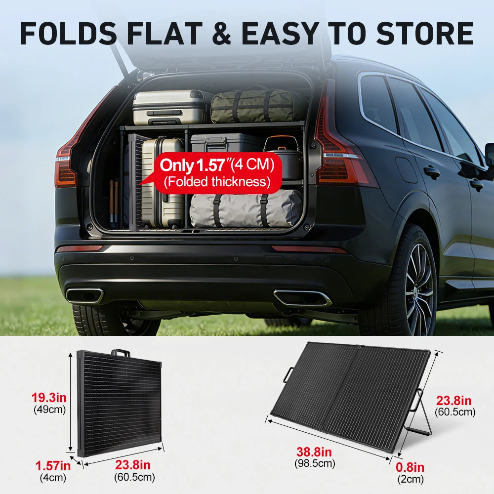 【Completely upgraded】DOKIO 100W Portable Foldable Solar Panel Kit | For Camping/RV/Emergency | Includes 12V Controller