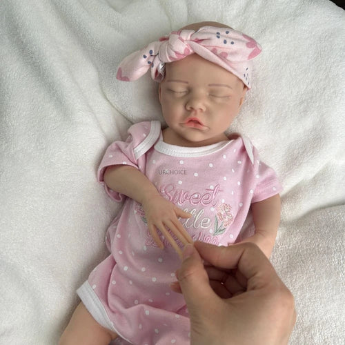 17Inch 3D Skin Realistic Silicone Reborn Baby Girl Pretty Weighted Waterproof Newborn Doll for Parenting Practice Birthday Gift