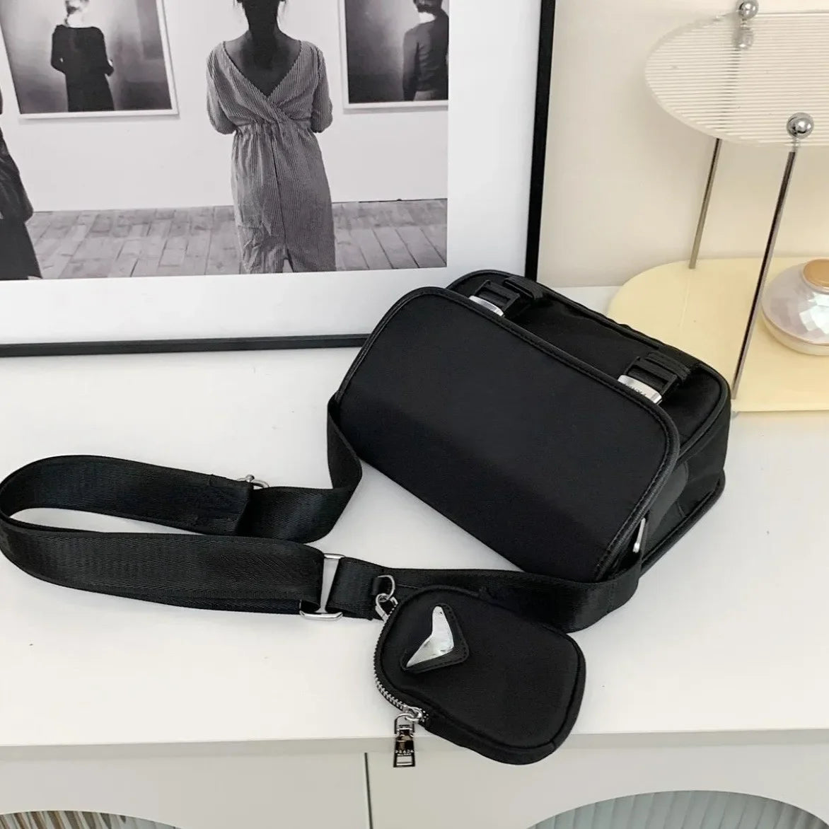Designers Men Cross body Bags Luxury Men Briefcases Nylon Messenger Bag Fashion 2-Piece Shoulder Bags Mini Hang Pouch Top