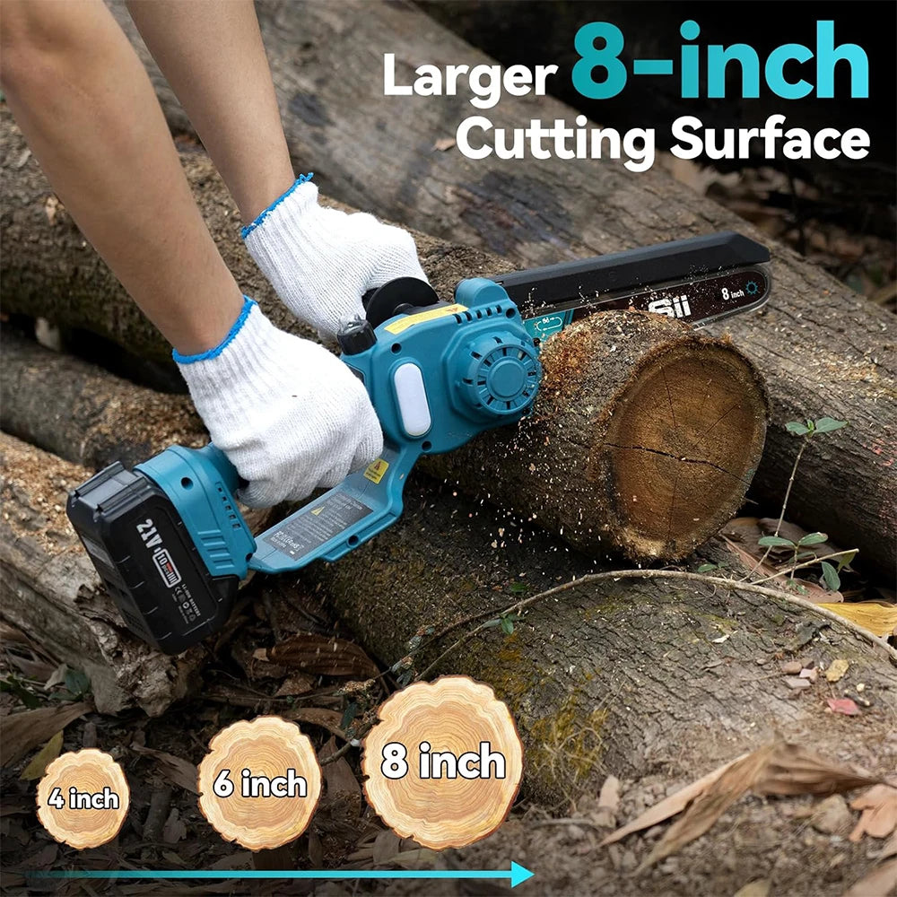 SEESII 2 in 1 Cordless 8 inch Pole Saw Mini Chainsaw Power Electric Polesaw Chain Saw with Extension Pole for Tree Trimming