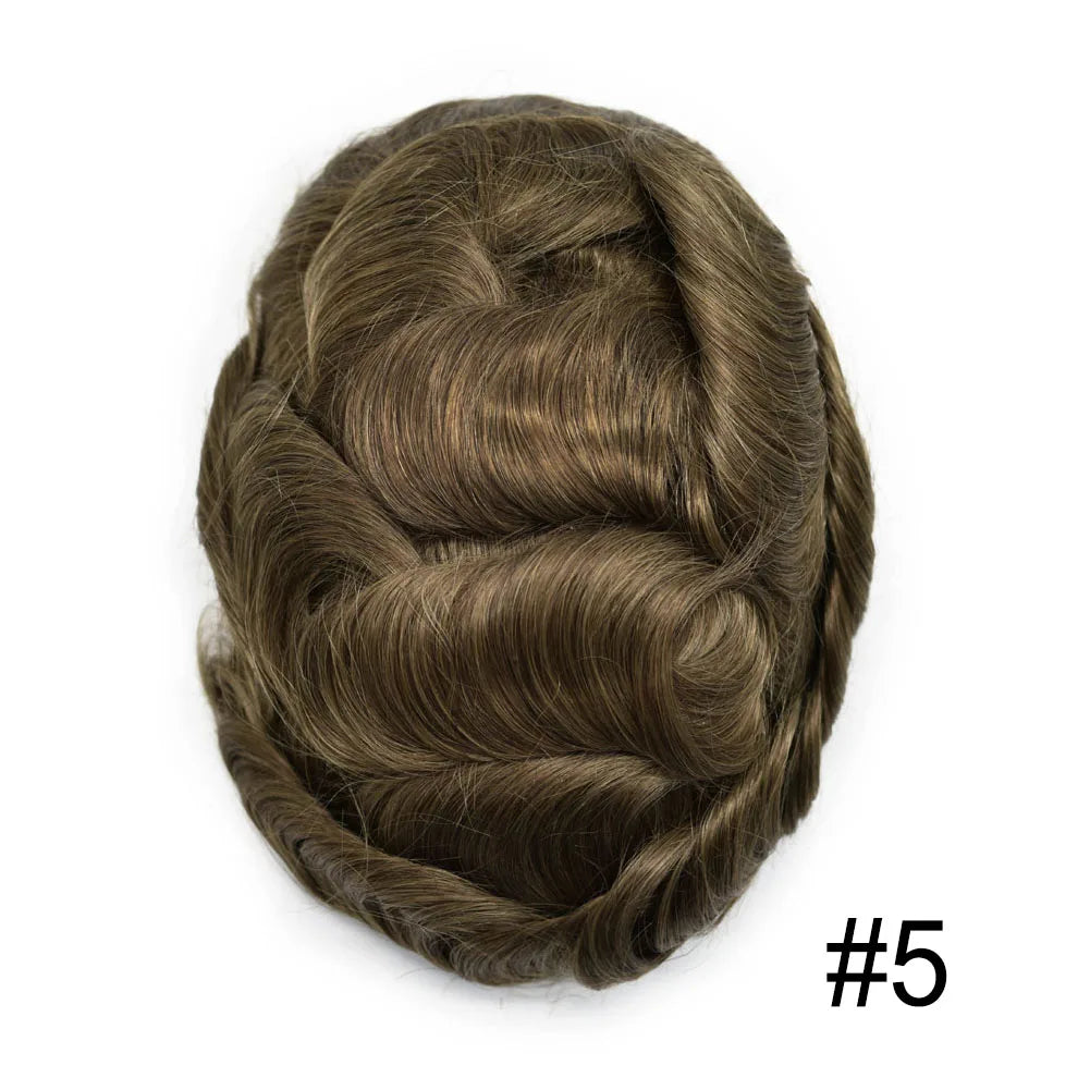 Mens Toupee Full Poly 0.10mm Injection Pu Human Hair System Hairpieces Male Hair Prosthesis Male Wig for Hair Loss Solution