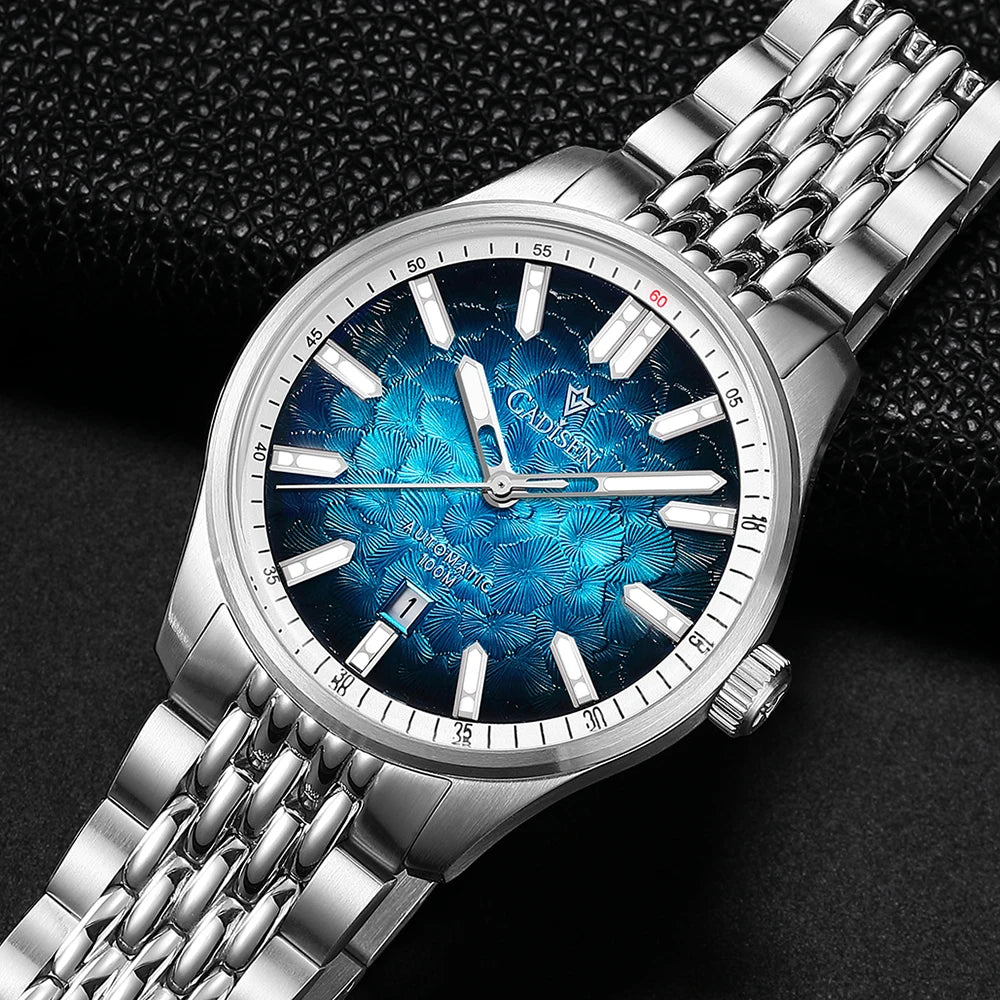 CADISEN NEW Automatic Mechanical Watch Man Silver Business Casual 10ATM Waterproof Japan MIYOTA 8215 Movement Men's Watches