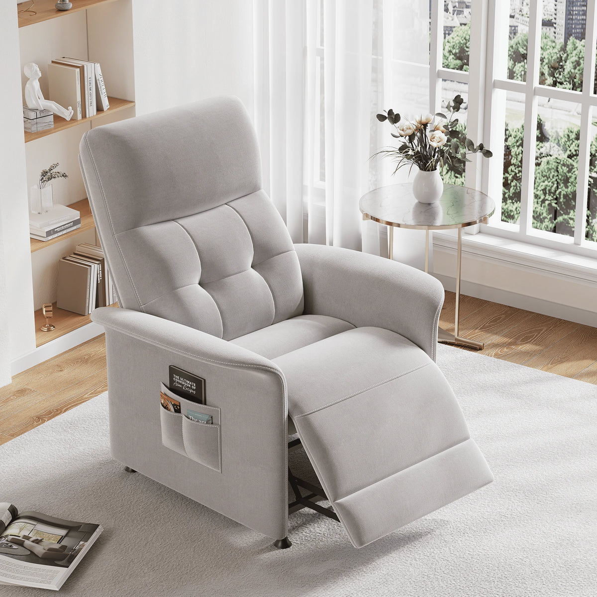 Power Recliner Chair with Heated and Massage, Adjustable Soft Fabric Reclining Chair for Adults, Theater Seating Single Sofa