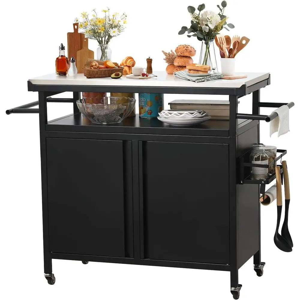 Nexaio XL Rolling Bar Grill Cart Outdoor Patio urniture, Outdoor Grill Table with StainlSteel Top or Kitchen Prep and Outdoor St