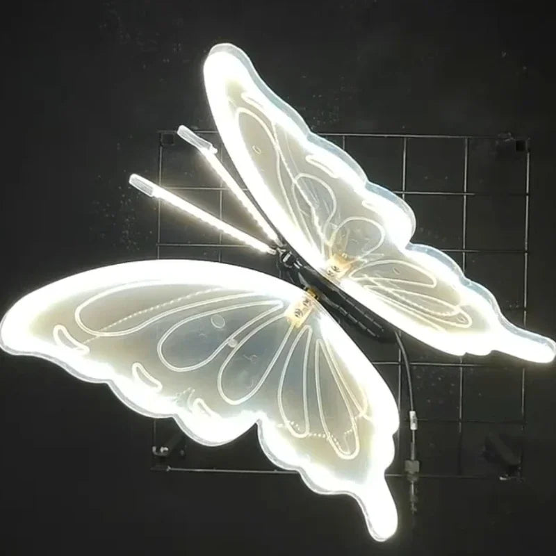2 Pieces of LED Outdoor Simulation Dynamic Static Butterfly Lights Holiday Party Decorations Party Accessories