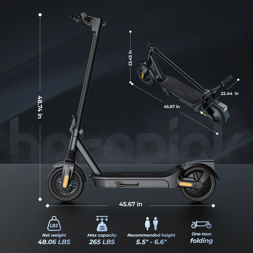 E10/8 Electric Scooter 1000/500W 20mph Max Speed 10"/8.5" Tire Folding E-Scooter 40/20miles Max Range Dual Suspension for Adult