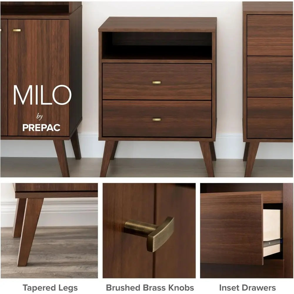 6 Drawer Double Dresser with Wide Chest, Contemporary Bedroom Furniture, Cherry Finish