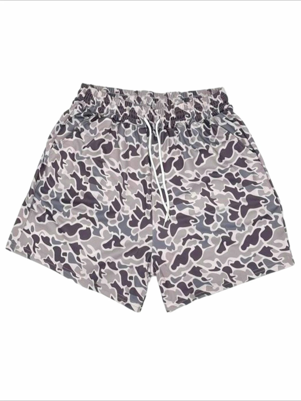 Camo Print Sports Mens Shorts Casual Drawstring Bermuda Shorts Loose Fit Gym Shorts
