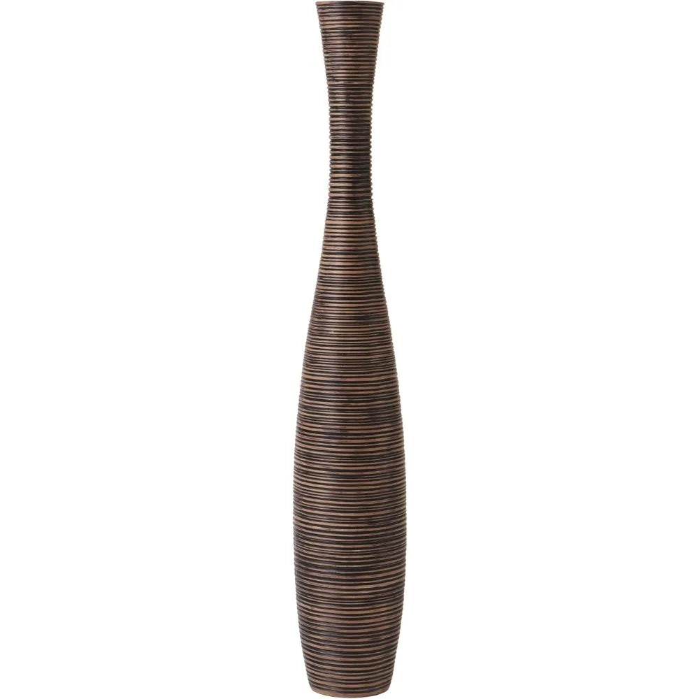 Resin Tall Floor Vase 34 Inches - Brown Living Room Decorative Accent Piece