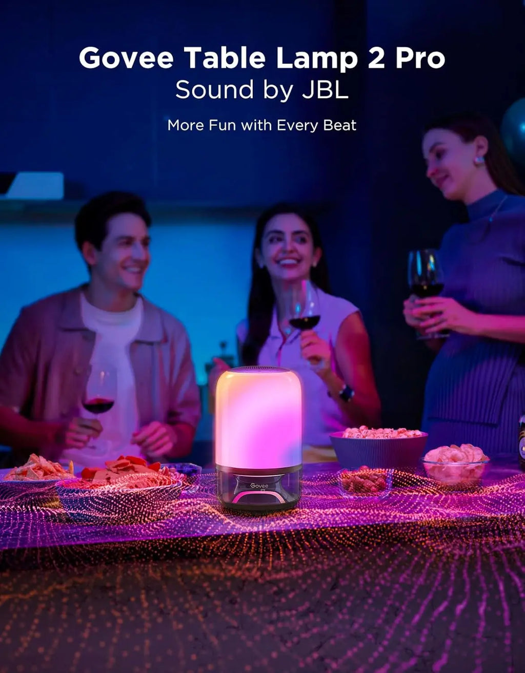 Smart Cordless Table Lamp with Speaker, Music-Light Sync, 16 Modes & 100+ Scenes, Works with Matter, Rechargeable for Bedroom