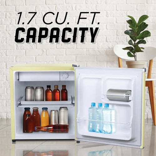 1.7 Cu. Ft. Compact Refrigerator, ENERGY STAR Certified Mini Fridge with Chiller Compartment, Sun Yellow