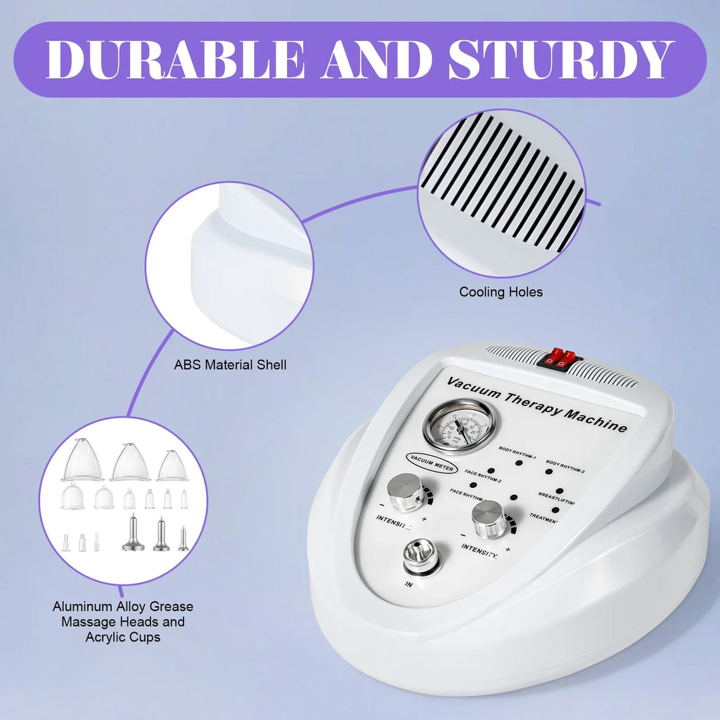 Vacuum Therapy Machine with 24 Pcs Vacuum Cups and 3 Pumps, Body Shaping Spa Skin Machine for Butt, Breast Body Shape Massage