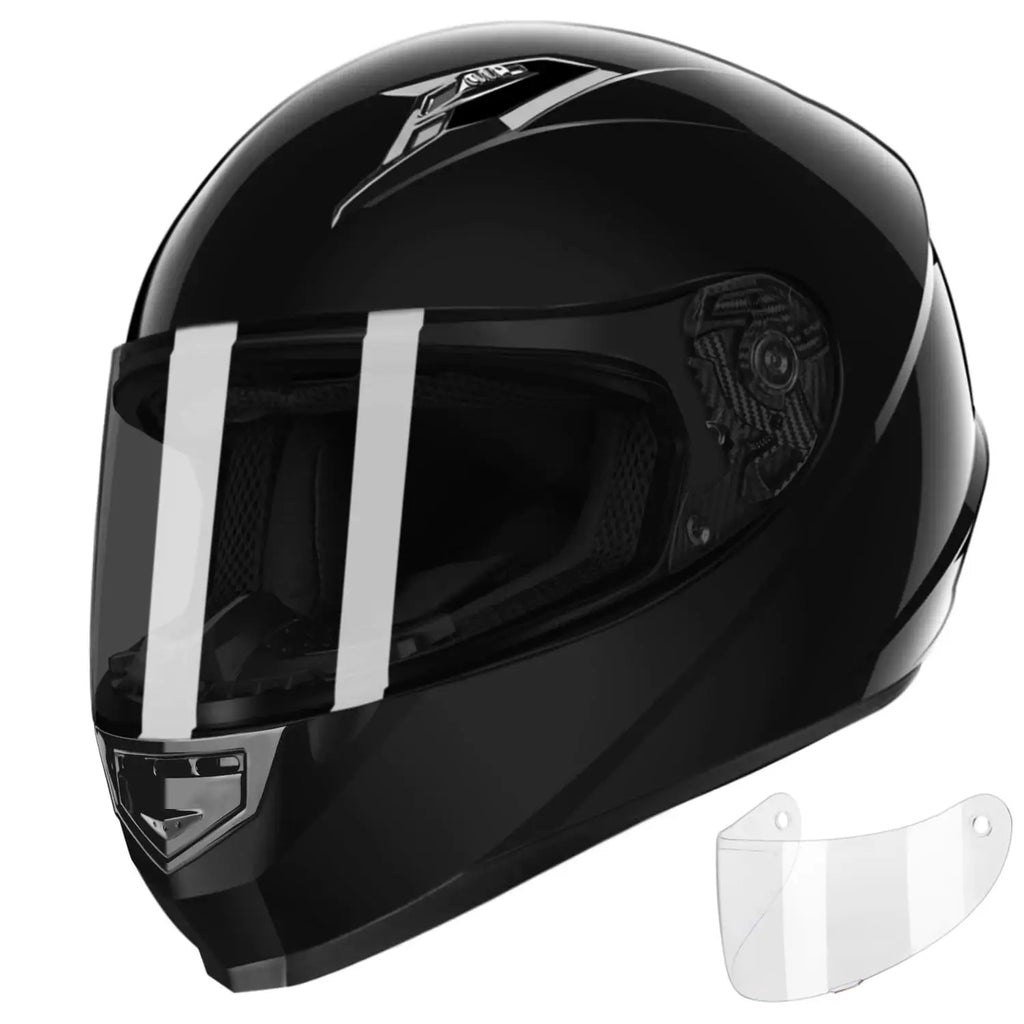 GLX GX11 Compact Motorcycle Helmet - Matte Black, Large - Full Face w/ Tinted Visor, DOT Approved