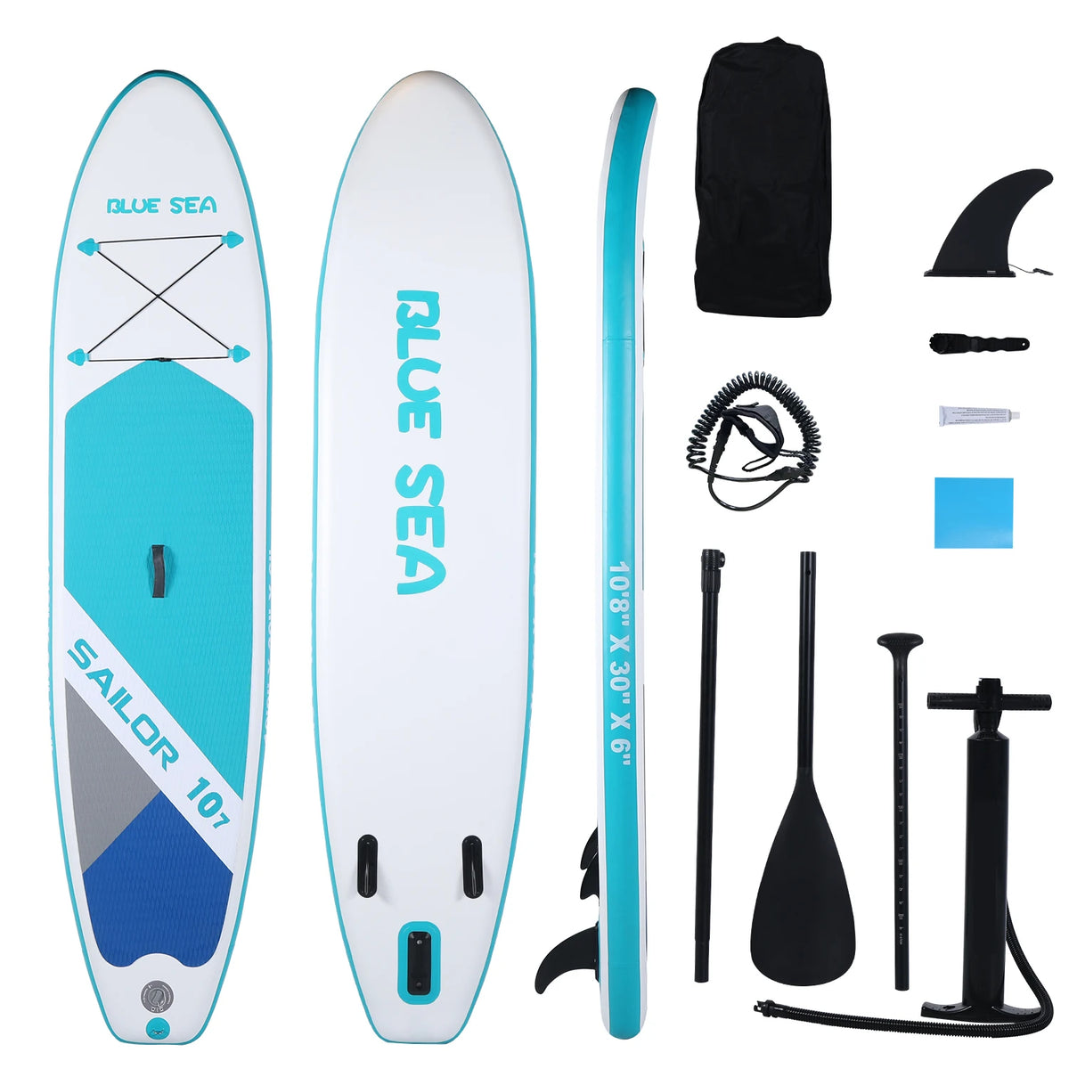 Waterproof Inflatable Paddle Board 6''Thick Stand Up for Adults Water Sport Surf Set with Adjustable Paddle Pump