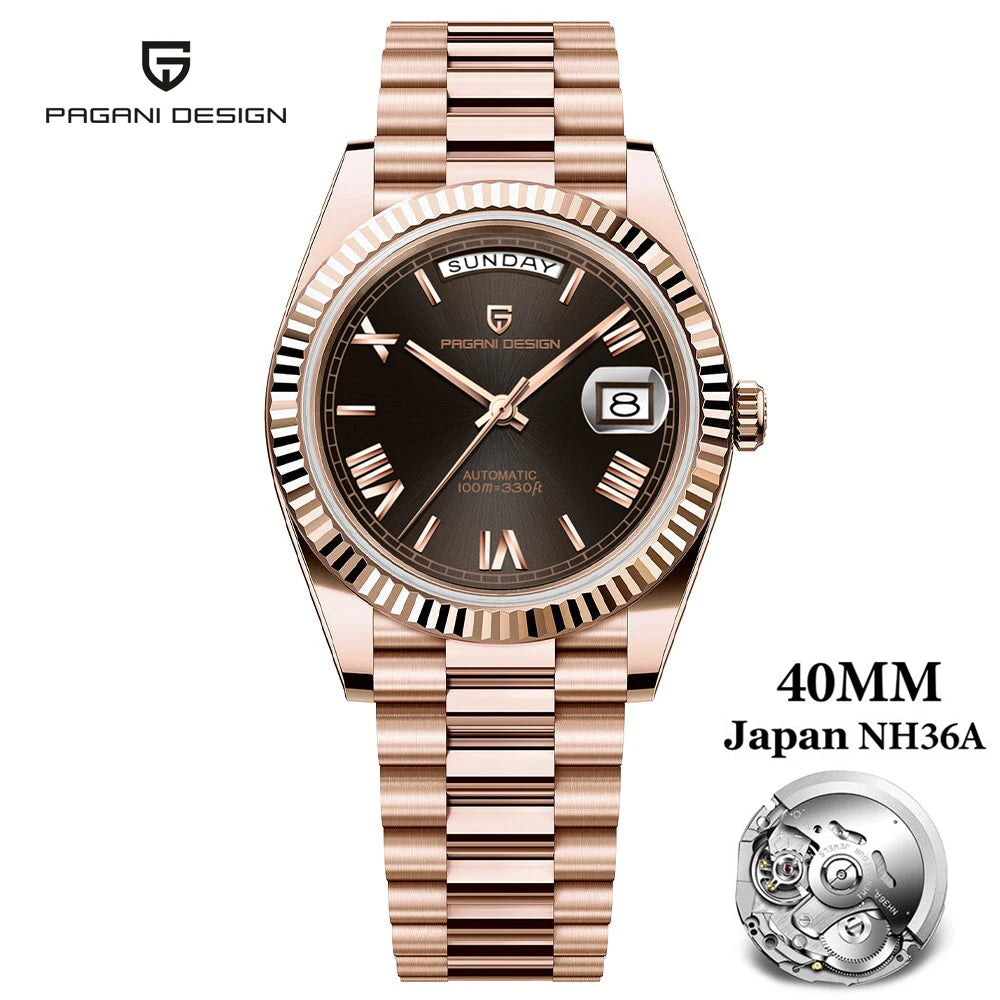 2025 New PAGANI DESIGN Men's Watches DD40 Rose Gold Automatic Watch Man Mechanical Wristwatches Luxury AR Sapphire Mirror Gifts