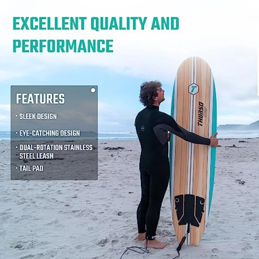 7/8 ft Soft Top Foam Beginner Surfboard for Adults and Perfect Longboard for Surfing Beach Fun and Water Sports Lightweight and